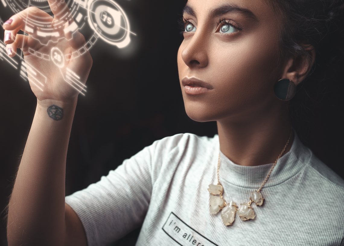 Human hand touching an Interface