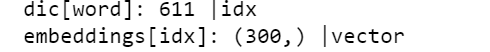 Length of vocabulary extracted from the corpus x Vector size