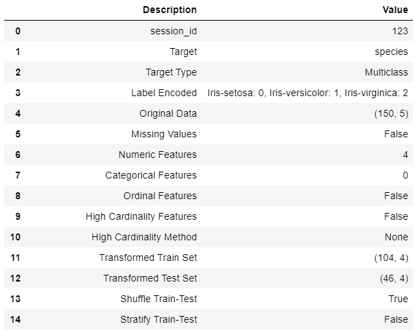 output from setup - truncated for display